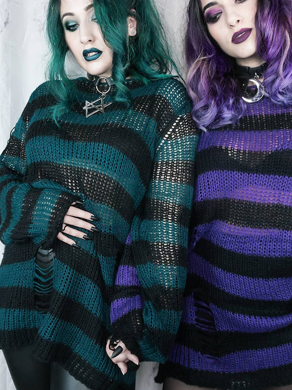 Punk Gothic Striped Sweaters