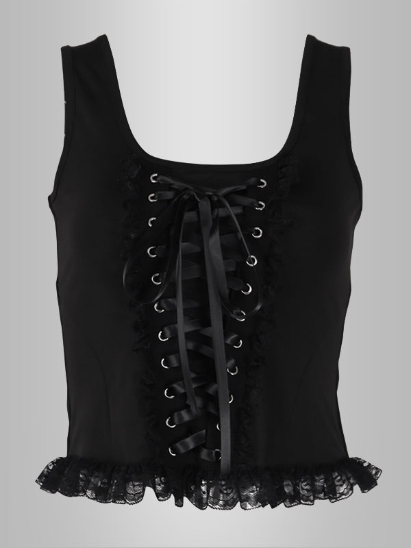 Dark Gothic Lace Up Top