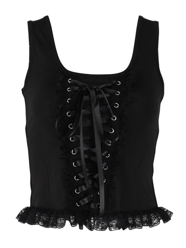 Dark Gothic Lace Up Top
