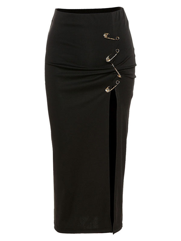 Pin Design Split Skirt