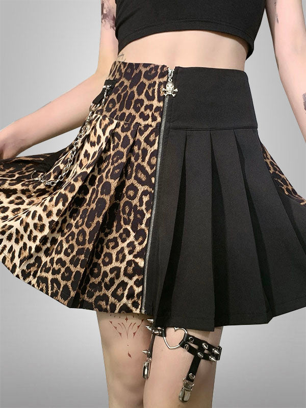Leopard Print Patchwork Skirt