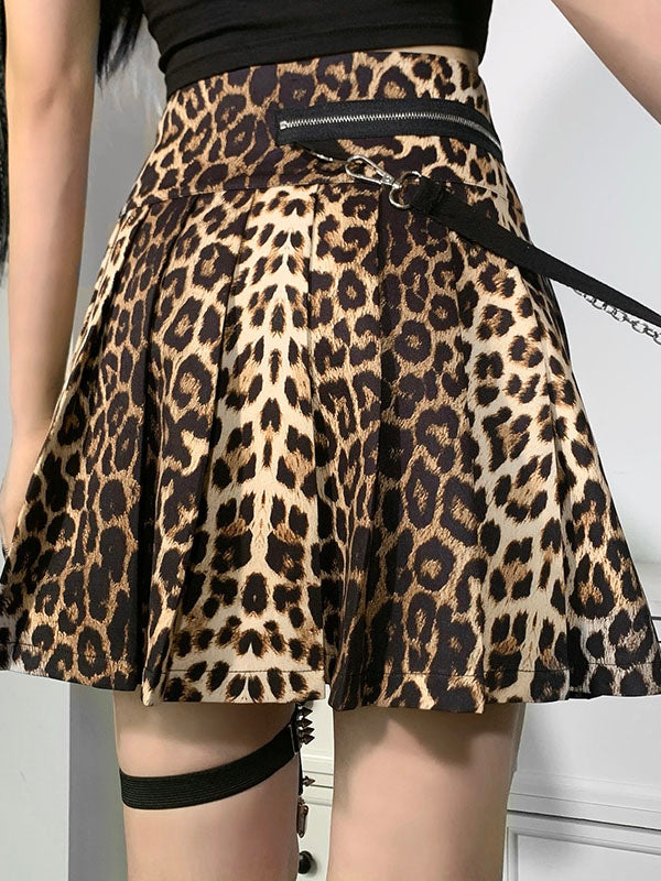 Leopard Print Patchwork Skirt