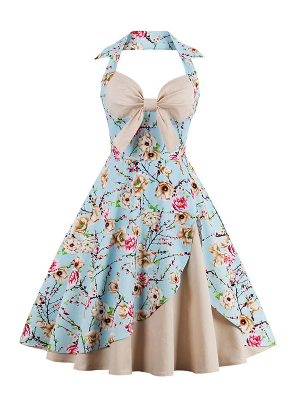 Halter Floral Vintage Swing Dress