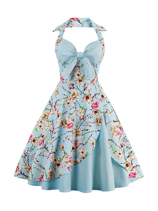 Halter Floral Vintage Swing Dress