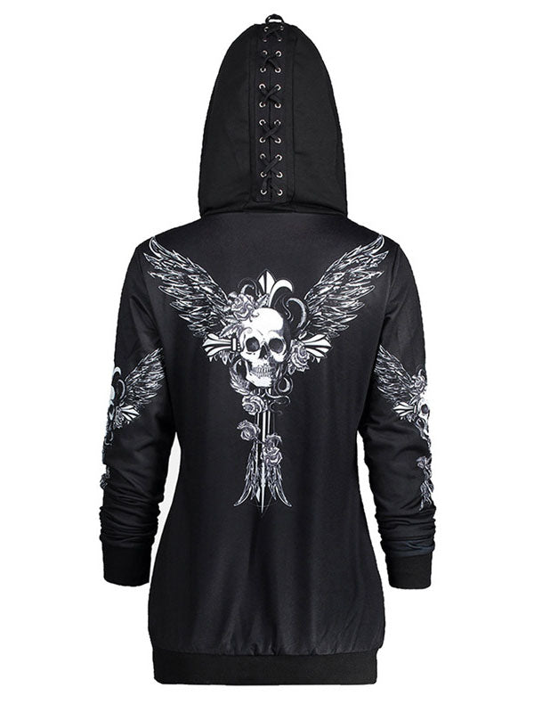 Gothic Dark Devil Wing Zipper Hoodie