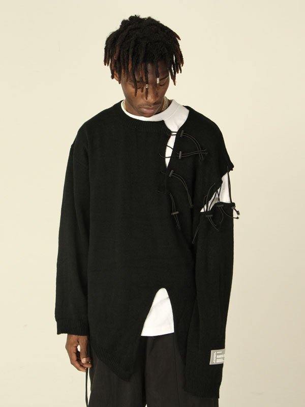Black Irregular Cut Sweater