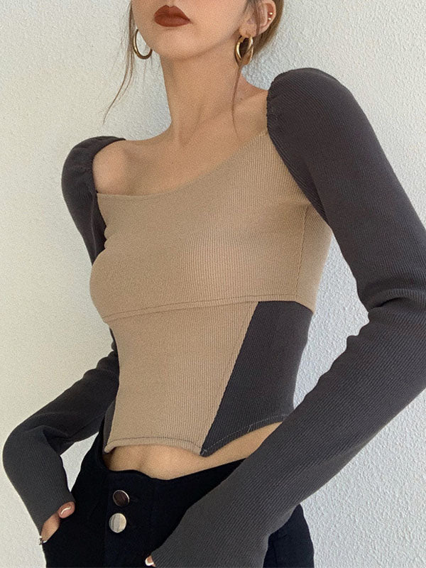 Knitted Stretchy Patchwork Top