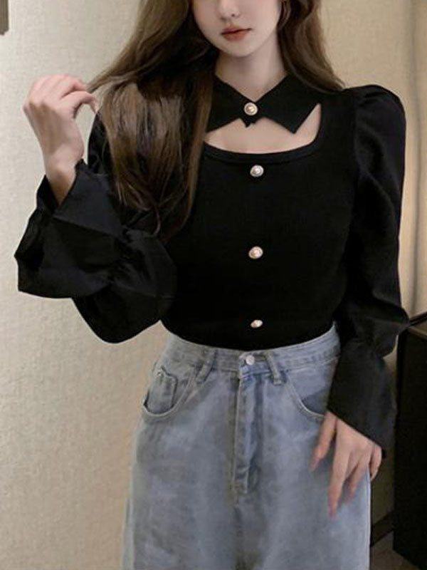 Hollow Flared Sleeve Sweater