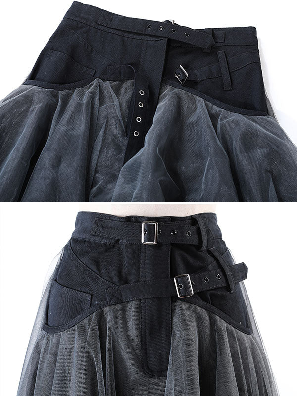 Dark Chiffon Patchwork Skirt