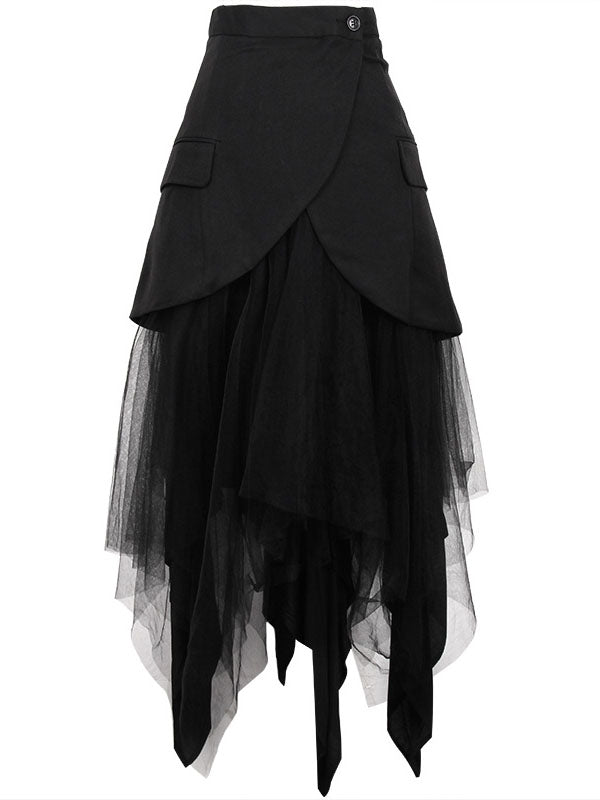 Multi-layered Dark Mesh Skirt