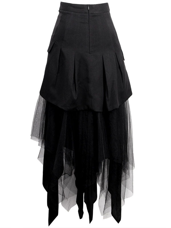 Multi-layered Dark Mesh Skirt