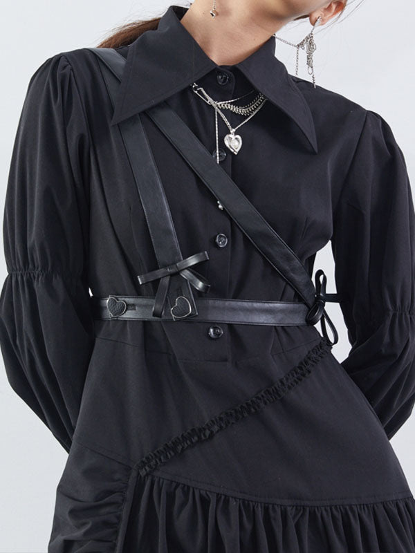 Belted Design Punk Dark Dress