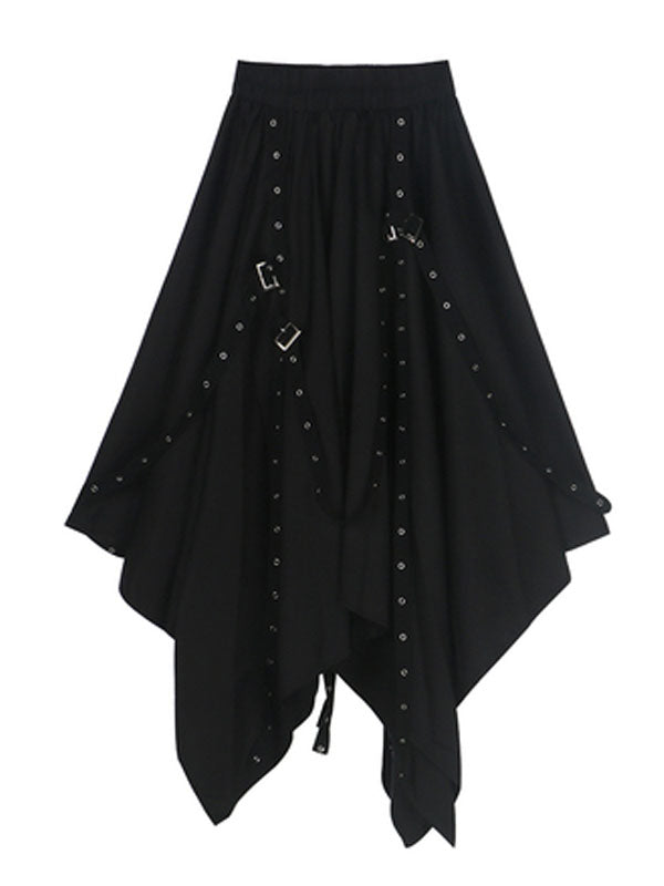 Black Belted Shirt Skirt Set