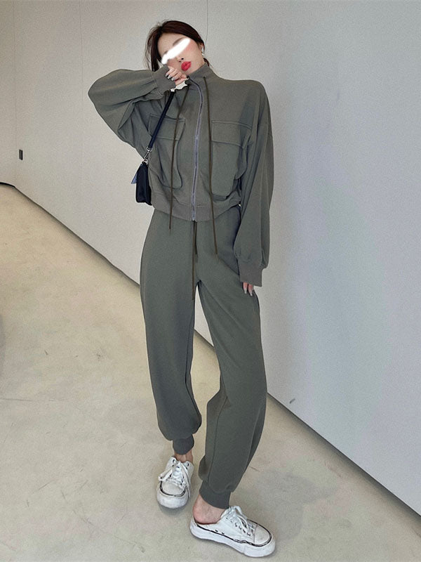 Olive Green Cargo Top Pant Set