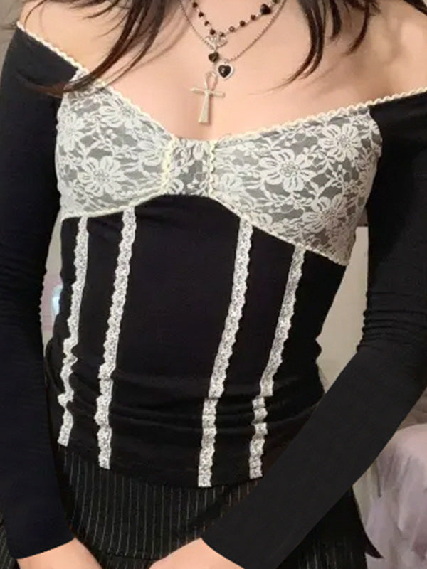 Girl In The Mirror V-neck Lace Top