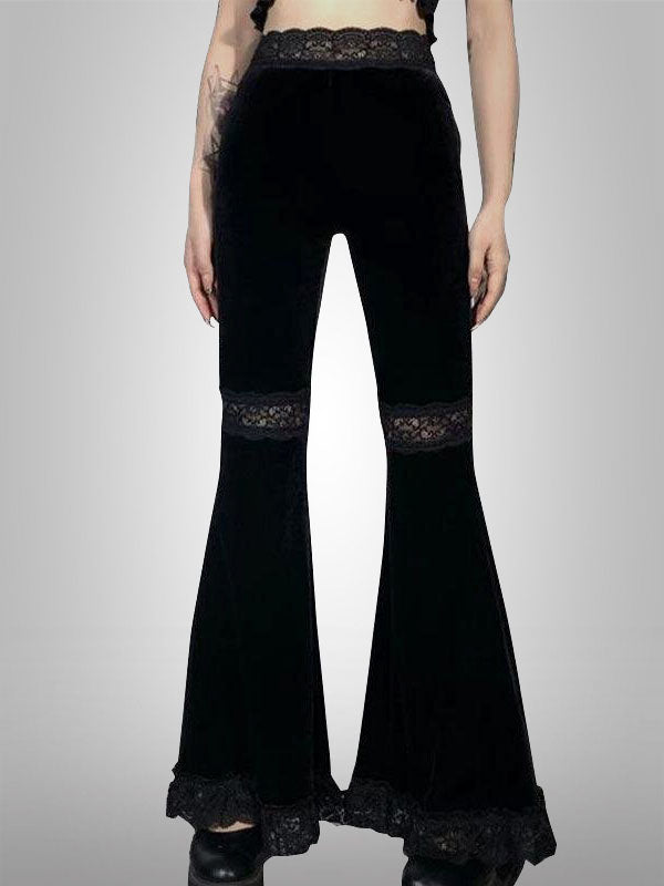 Gothic High Waist Lace Flared Pants