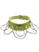 Black Gothic Chain Rivet Ring Choker/ Buckle Leather Choker