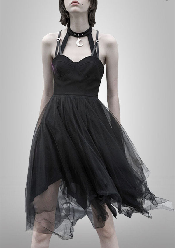 Black Tulle High Waist Slip Dress