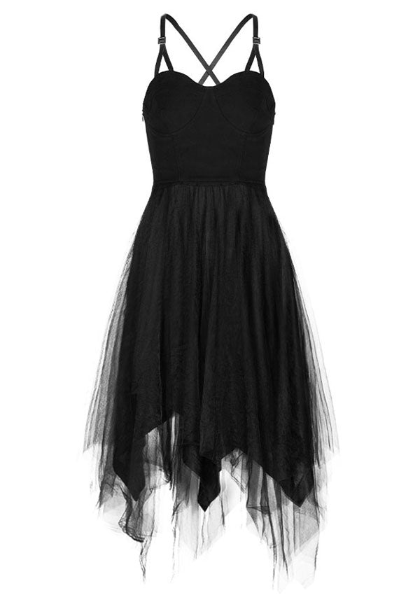 Black Tulle High Waist Slip Dress