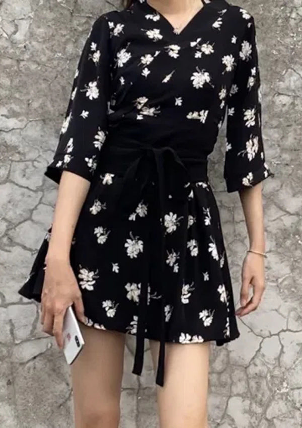 SAKURA Japanese Style Belted Dress
