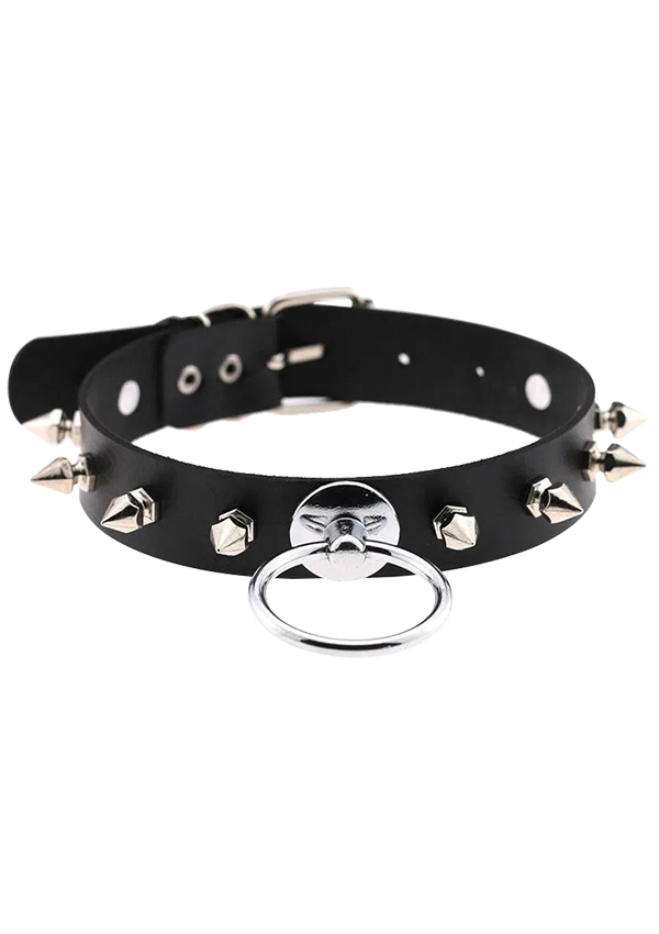 Black Gothic Rivet Ring Choker/Unique Choker