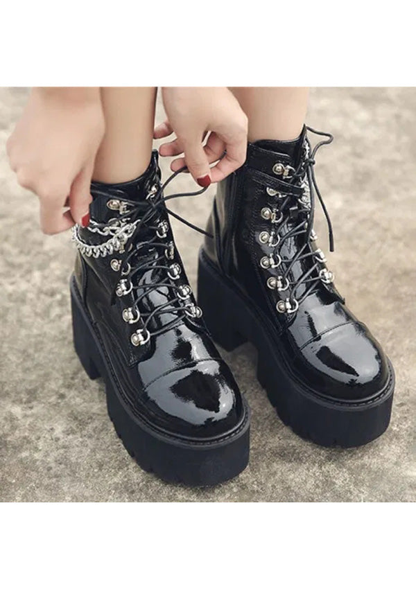Punk Metal Chains Ankle Boots