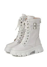 Black Platform Patent Leather  Punk Motorcycle Boots