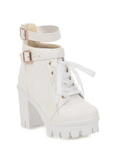 Black Punk Goth Buckle Strap Biker Ankle Boots