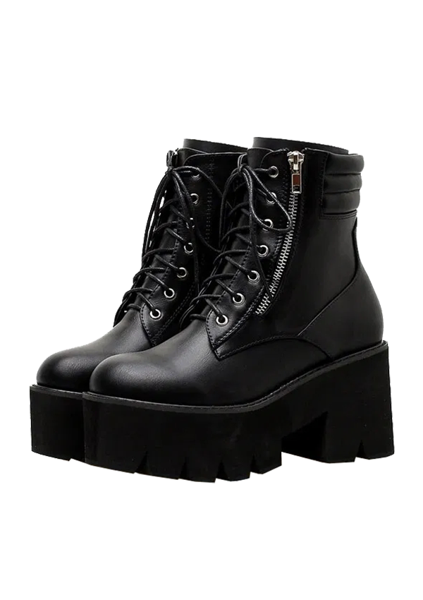 Punk Style High Platform Black Shoes
