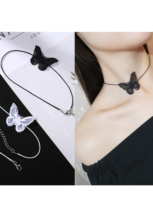 Lace Butterfly Choker Necklace
