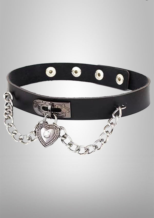Chained Lock Heart Choker