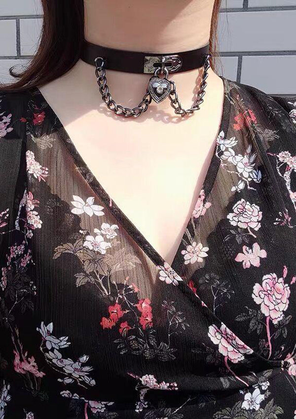 Chained Lock Heart Choker