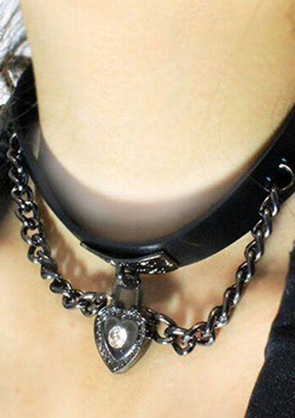 Chained Lock Heart Choker