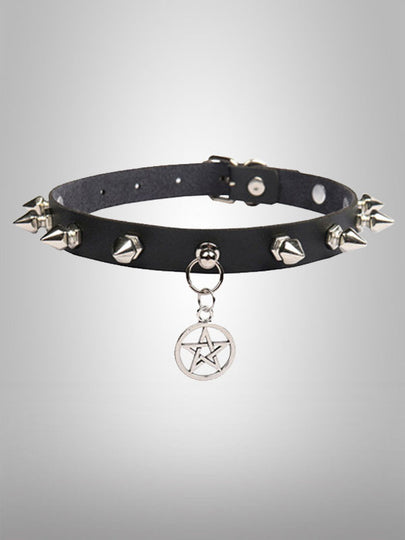 Rivets Pentacle Pendant Choker