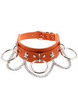 Black Gothic Chain Rivet Ring Choker/ Buckle Leather Choker