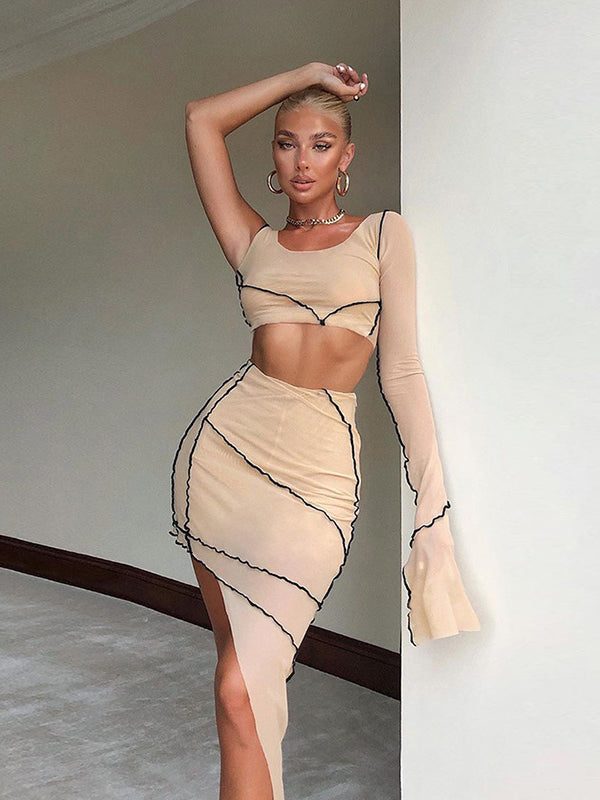 Perfect Match Mesh Top and Skirt Set