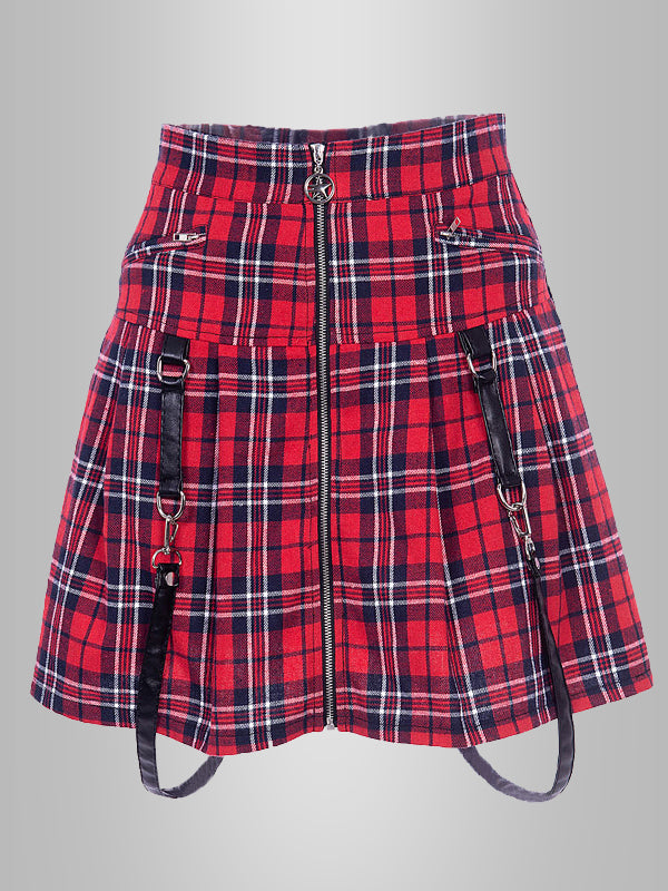 Plaid Zipper Skirt