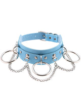 Black Gothic Chain Rivet Ring Choker/ Buckle Leather Choker