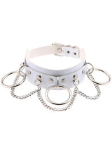 Black Gothic Chain Rivet Ring Choker/ Buckle Leather Choker