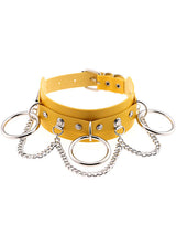 Black Gothic Chain Rivet Ring Choker/ Buckle Leather Choker